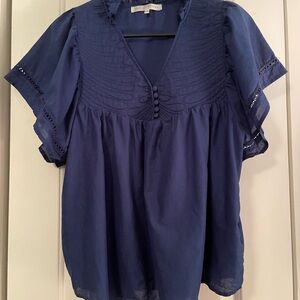 MELISSA NEPTON Navy Blouse with Button Detail